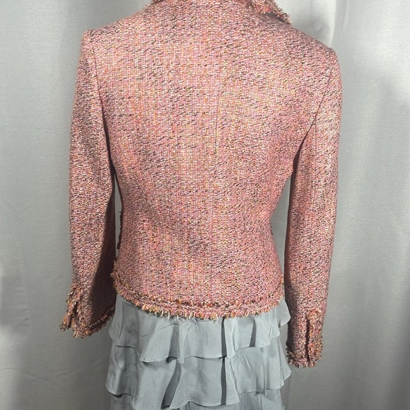 Valerie Stevens Pink tweed Blazer with Frayed Trim - Picture 5 of 10